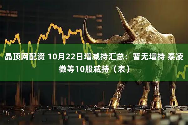 晶顶网配资 10月22日增减持汇总:暂无增持 泰凌微等10股减持(表)