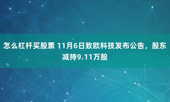 怎么杠杆买股票 11月6日致欧科技发布公告，股东减持9.11万股